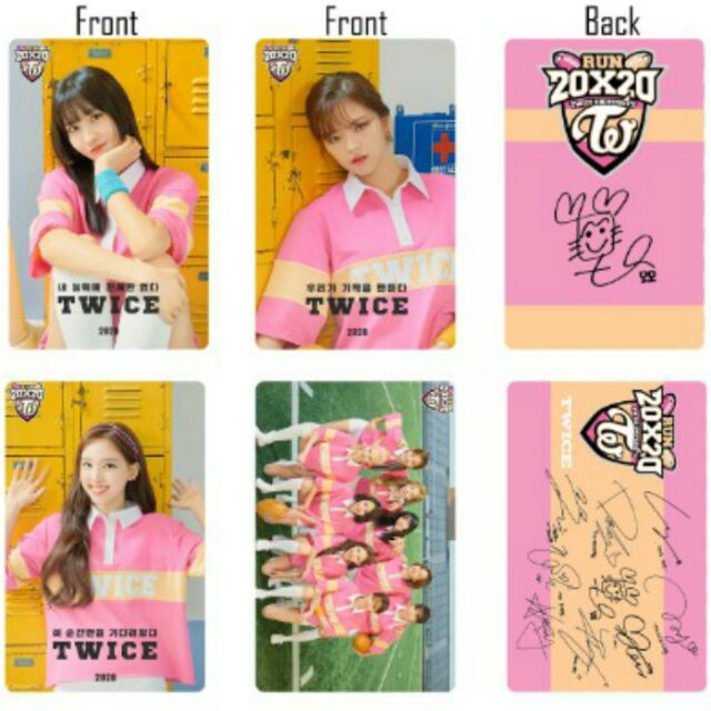 Set 10 thẻ nhựa pvc TWICE 2020 SEASON'S GREETINGS RUN 2020 in 2 mặt có chữ ký