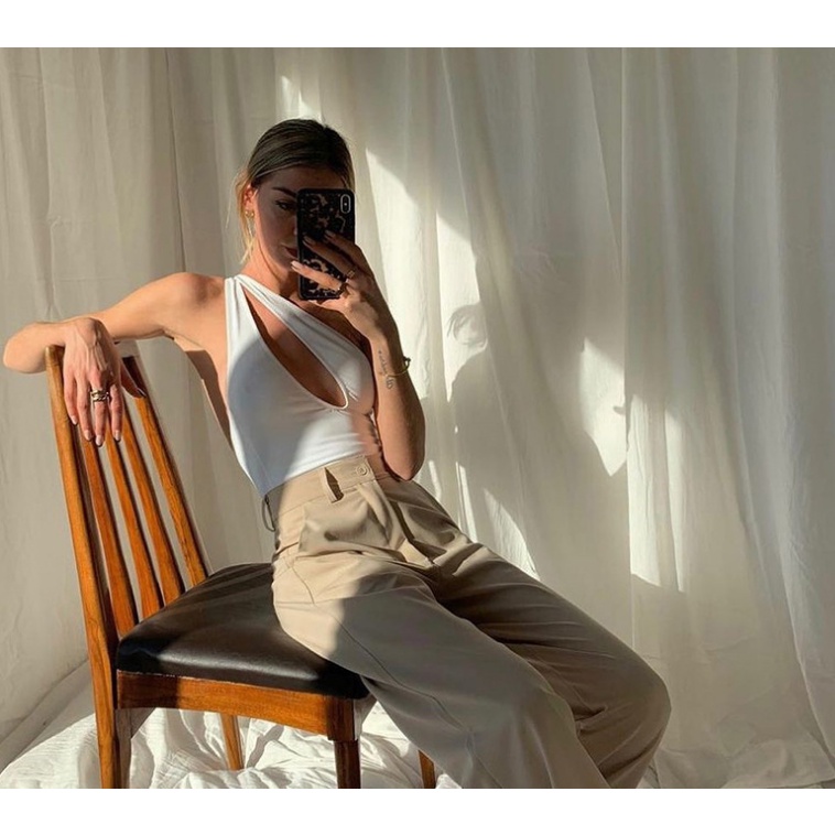 Áo Liền Quần Hở Vai Màu Trơn Dáng Ôm Thời Trang Quyến Rũ Cho Nữ