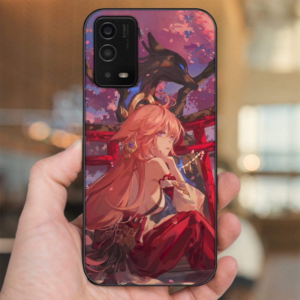 Ốp lưng Oppo A55 4G, A55 5G viền đen in hình Yae Miko Genshin Impact