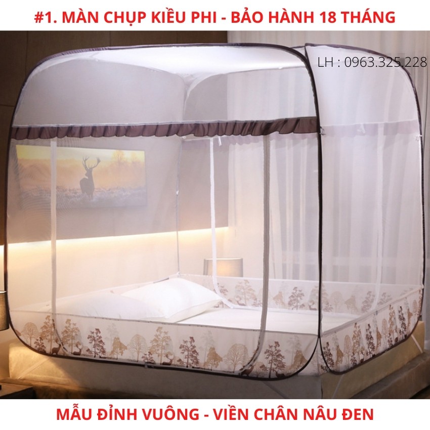 Mùng chụp tự bung Kiều Phi gấp gọn tiện dụng - màn chụp tự bung đỉnh vuông 1m6 1m8 2m2 1m2 cao cấp