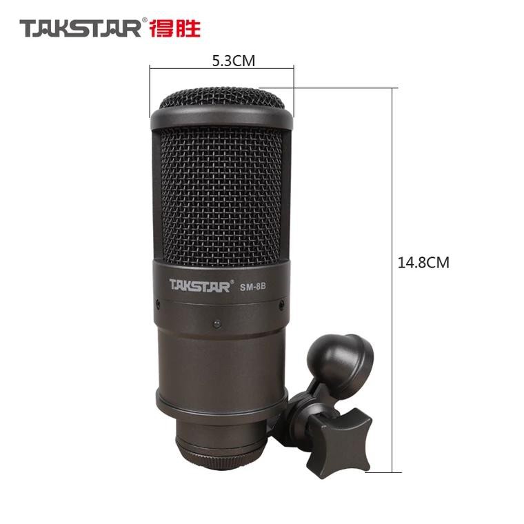 Micro Thu Âm Takstar SM-8B Cao Cấp Chính Hãng, Tặng Nguồn 48V Đầy Đủ Phụ Kiện Dây Giắc Theo Kèm