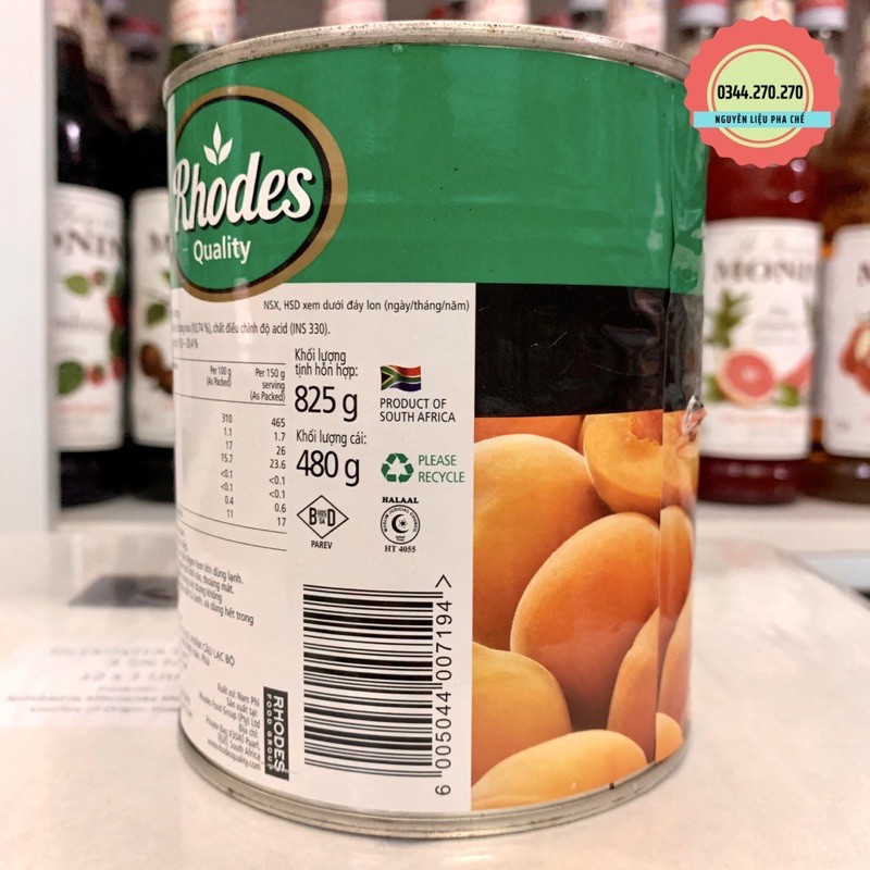 Đào Ngâm Rhodes Lon Lớn 825g - Nắp giật tiên dụng