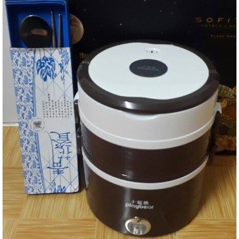 Hộp cơm 3 tầng PLAYBEAR DFH-2019 (Đã có bộ thìa đũa 3 chi tiết mới) | BigBuy360 - bigbuy360.vn