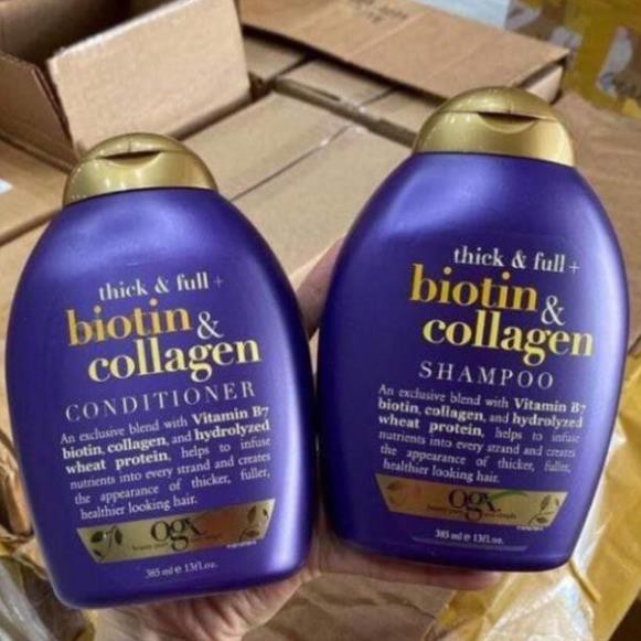 Cặp dầu gội xả Biotin & Collagen OGX - Làm dày và kích thích mọc tóc, cho mái tóc chắc khỏe - 385ml