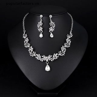 [popularfactors] Crystal Water Drop Bridal Wedding Jewelry Sets Rhinestone Necklace Earrings [VN]