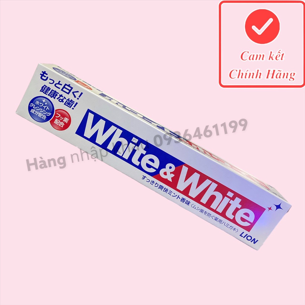 Kem đánh răng White & White Lion làm trắng răng và mang lại hơi thở thơm mát 150g Nhật Bản