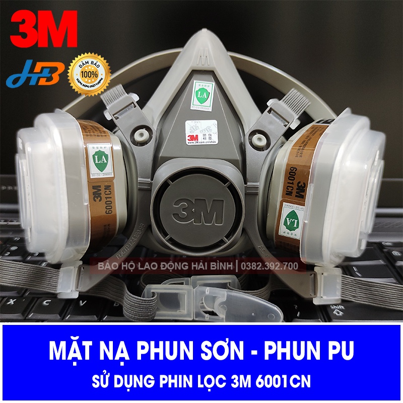 Mặt Nạ Phòng Chống Độc 3M 6200. Mặt Nạ Phun Sơn, Phun Thuốc Trừ Sâu, Hóa Chất. Khẩu Trang Phòng Chống Độc 3M.