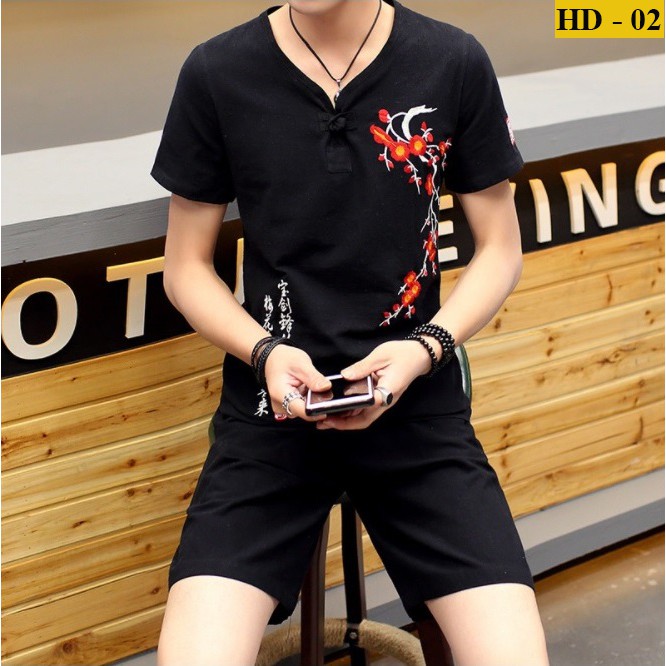 (Hàng Xuất chuẩn) Bộ Đũi Nam Thêu ( Mát - Nhẹ Như Không) | BigBuy360 - bigbuy360.vn