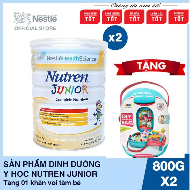 BỘ 2 LON Sữa Nutren Junior hộp 800g DATE 2/2022