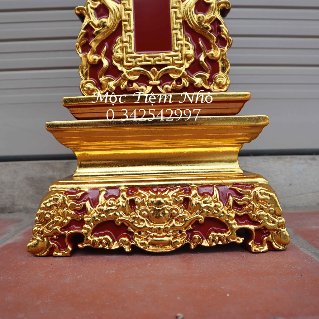 Bài vị thờ cổ truyền gia tiên gỗ mít sơn son thếp vàng