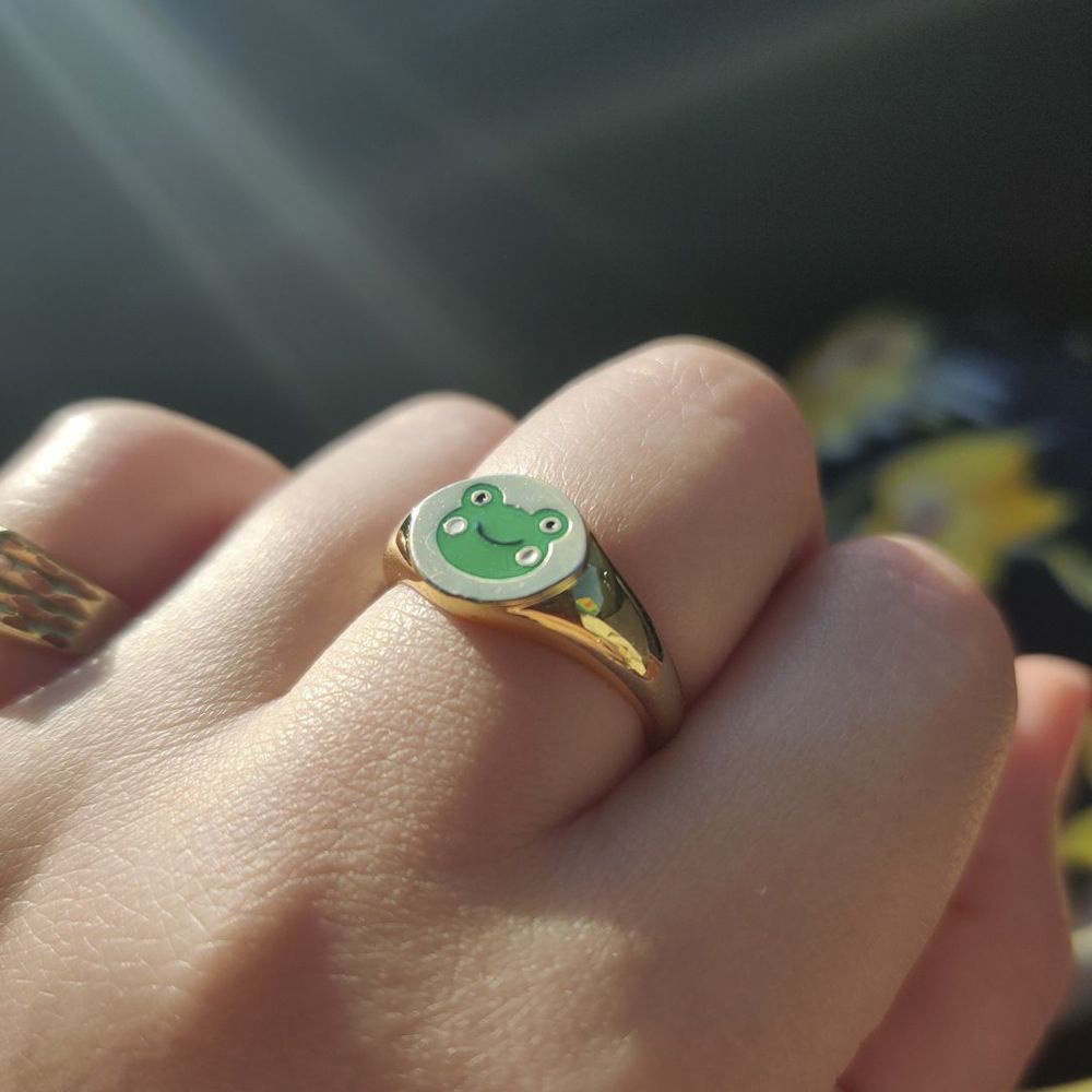 Nhẫn hình chú ếch hoạt hình dễ thương thời trang đơn giản