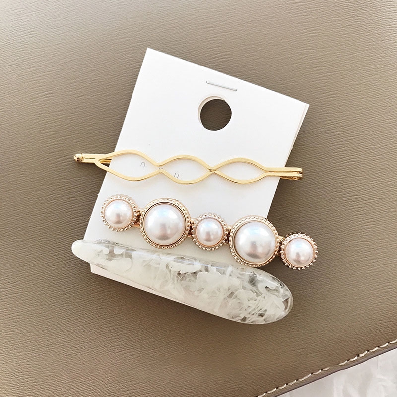 Set 7 Kẹp Tóc Đính Ngọc Trai Kiểu Dáng Lãng Mạn Jp5