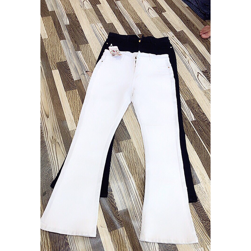 Quần ống loe 2 màu trắng và đen co giãn phom đẹp