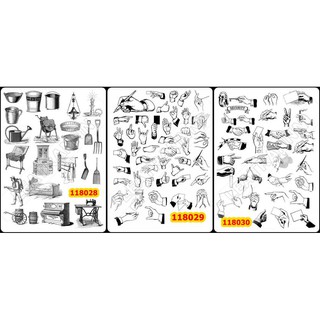 Sticker Washi A4 [ VẬT DỤNG + CỬ CHỈ TAY] Dạng Lì Trang Trí Bullet Journal Siêu Đẹp  (118028-118030)