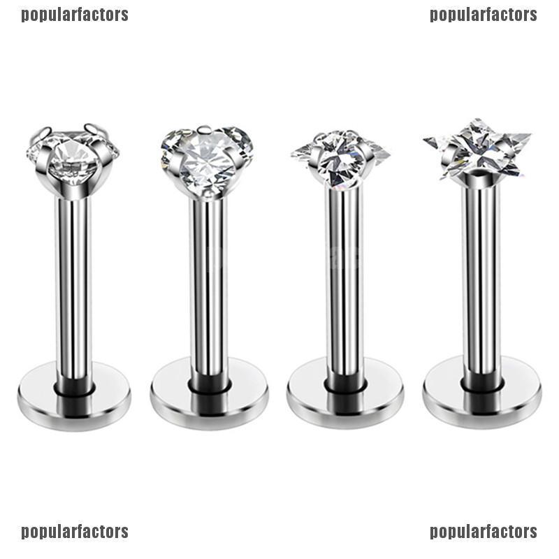 Bộ 4 Khuyên Xỏ Môi Bằng Thép Không Gỉ Đính Đá Thời Trang