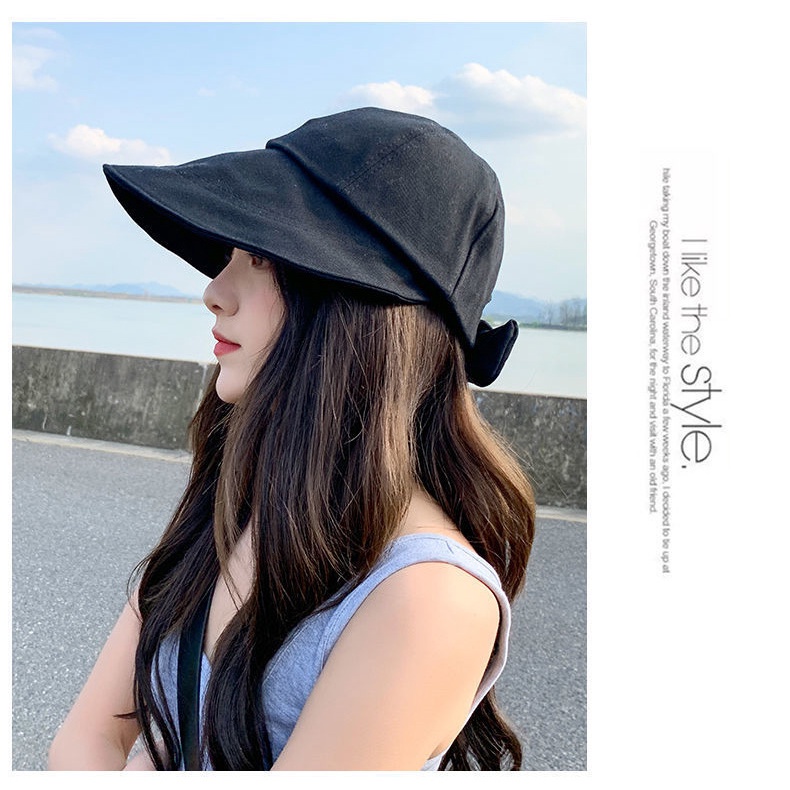 Nón Vải Mềm Vành Dài Che Nắng Thắt Nơ Sau Korea RQN2131