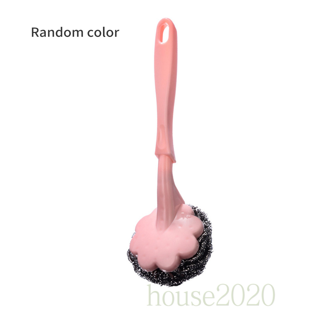 Dụng cụ chà nồi bằng thép có tay cầm dài tiện lợi