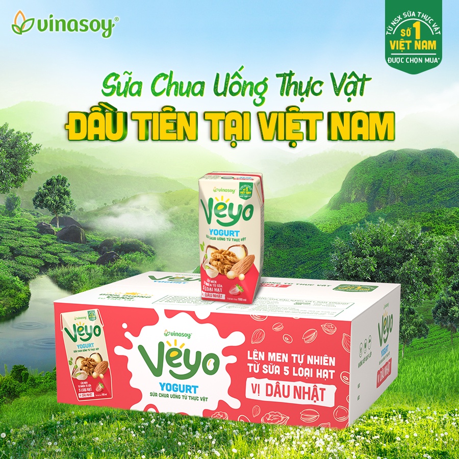 Thùng sữa chua uống từ thực vật veyo yogurt vị dâu tây nhật 30 hộp x 180ml - ảnh sản phẩm 2