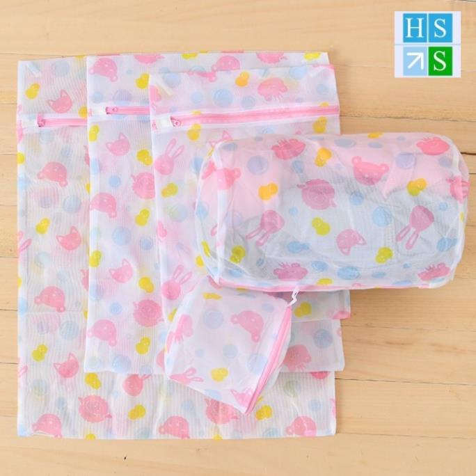 Set 5 Túi lưới giặt đồ tiện lợi - Bao lưới giặt bảo về quần áo, đồ lót, đồ em bé trẻ em dùng giặt máy - HS Shop Thủ Đức