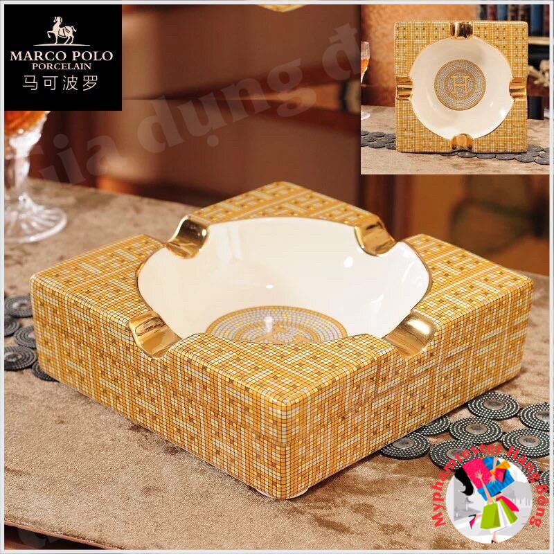 (HÀNG ĐẸP) Gạt tàn thuốc lá sứ Versace đen trắng cao cấp