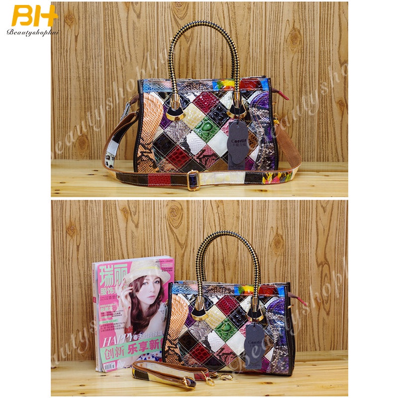 Túi Đeo Chéo Da Bò Họa Tiết Da Rắn Phong Cách Âu Mỹ Cho Nữ