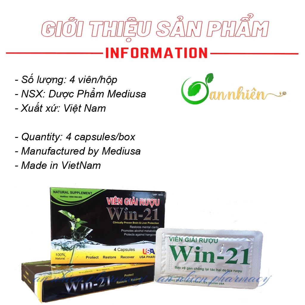 Viên giải rượu Win-21-giải độc gan chống lại tác hại rượu bia nhanh chóng