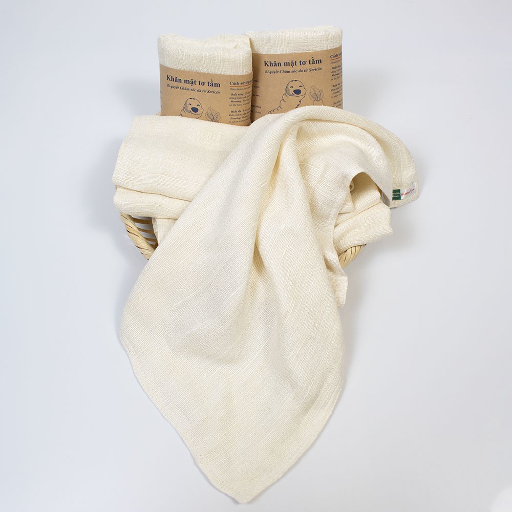 Khăn mặt tơ tằm tự nhiên 3 lớp cho người lớn kích thước 30x40 cm