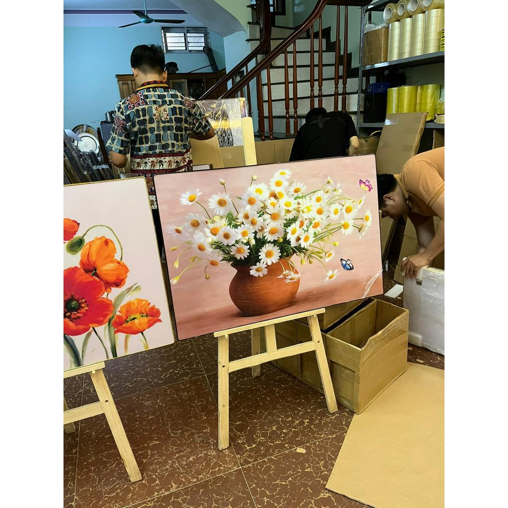 D1 Tranh Treo Tường Hoa Vintage Cúc Mẫu đơn Hồng Ly Decor Phòng Ngủ/ Phòng Khách Phong Cảnh Họa tiết sơn dầu