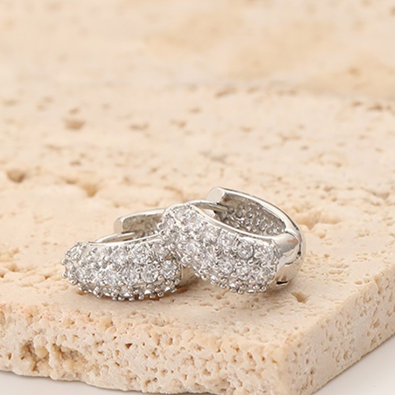 14K Gold-Coated Zircon Earring Ring Round Ear Buckle Fashion Ear Clip Ear Jewelry 013