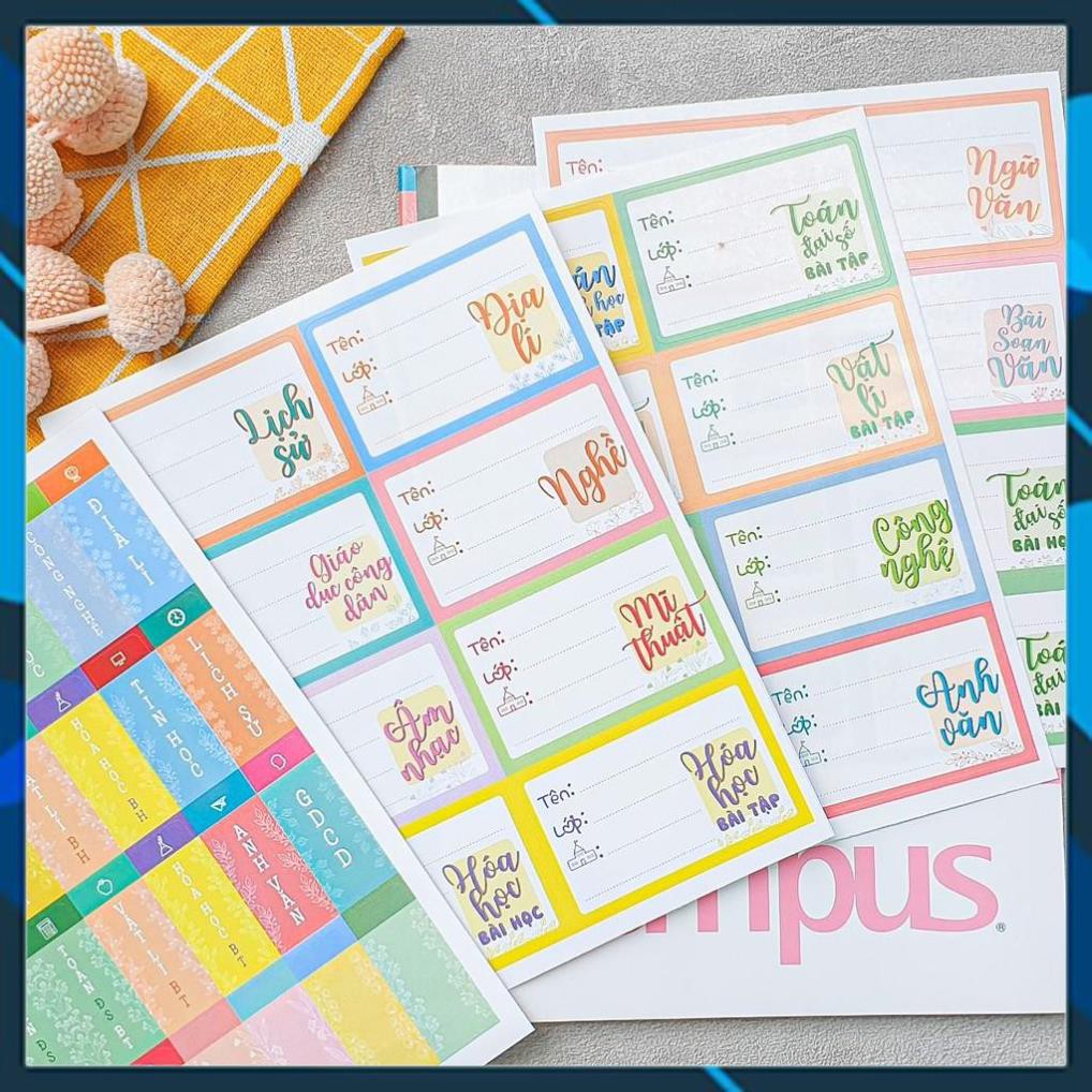 COMBO NHÃN VỠ & NHÃN DÁN GÁY TẬP  PHÂN MÔN - CẤP 2 - CẤP 3