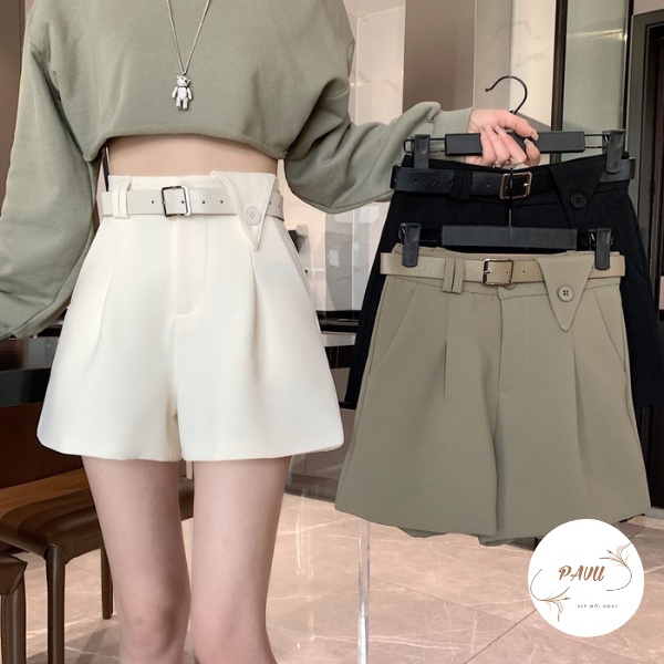 Quần short lưng cao, quần short nữ chất liệu tuyết mưa phong cách Hàn Quốc thời trang cho nữ | BigBuy360 - bigbuy360.vn