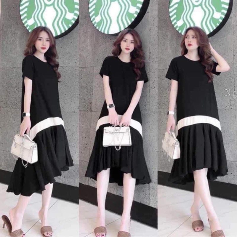 Váy bầu cao cấp siêu sangchất cotton mát mềm mịn thấm hút mồ hôi kết hợp chân confree size 43~70kg