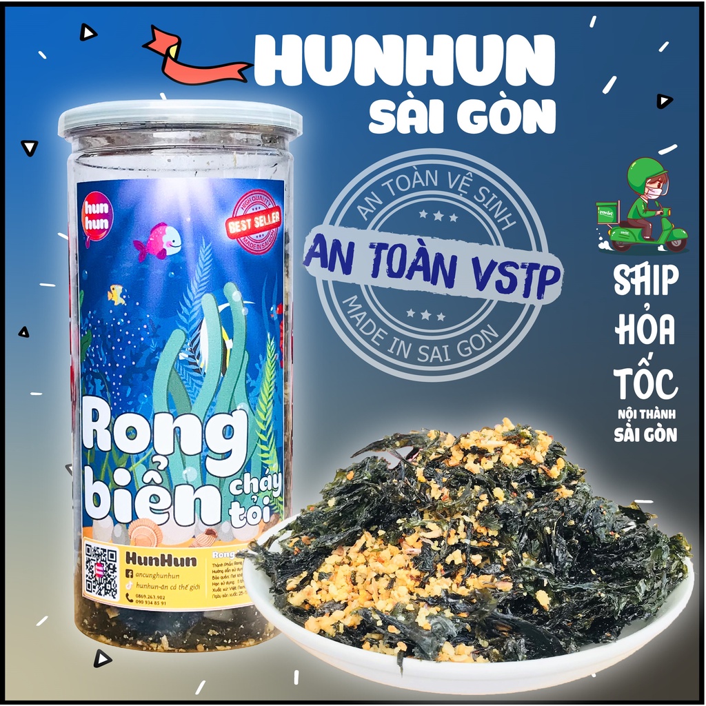 RONG BIỂN CHÁY TỎI ĂN LIỀN HunHun 180g đồ ăn vặt Sài Gòn Ngon Rẻ