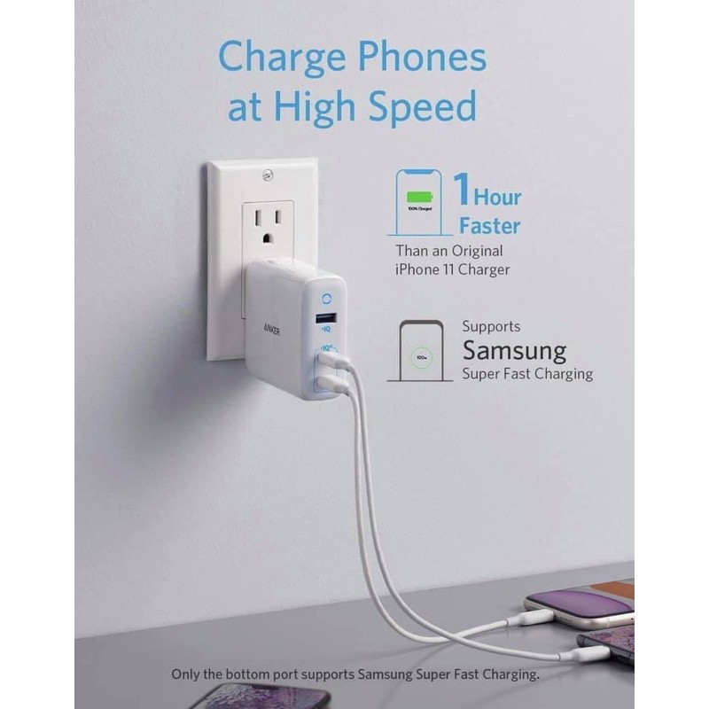 Cốc sạc 3 cổng 𝗔𝗡𝗞𝗘𝗥 𝗣𝗼𝘄𝗲𝗿𝗣𝗼𝗿𝘁 𝗜𝗜𝗜 𝟲𝟱𝗪 𝗘𝗹𝗶𝘁𝗲