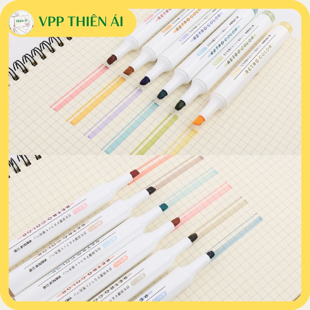 [Mã LIFEBOOK2 giảm 10% đơn 0Đ] Bút highlight pastel dạ quang ghi nhớ dòng cute đánh dấu nhiều màu