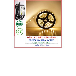 combo led 12v cuộn 5m IP33 + nguồn 12v3a nhựa