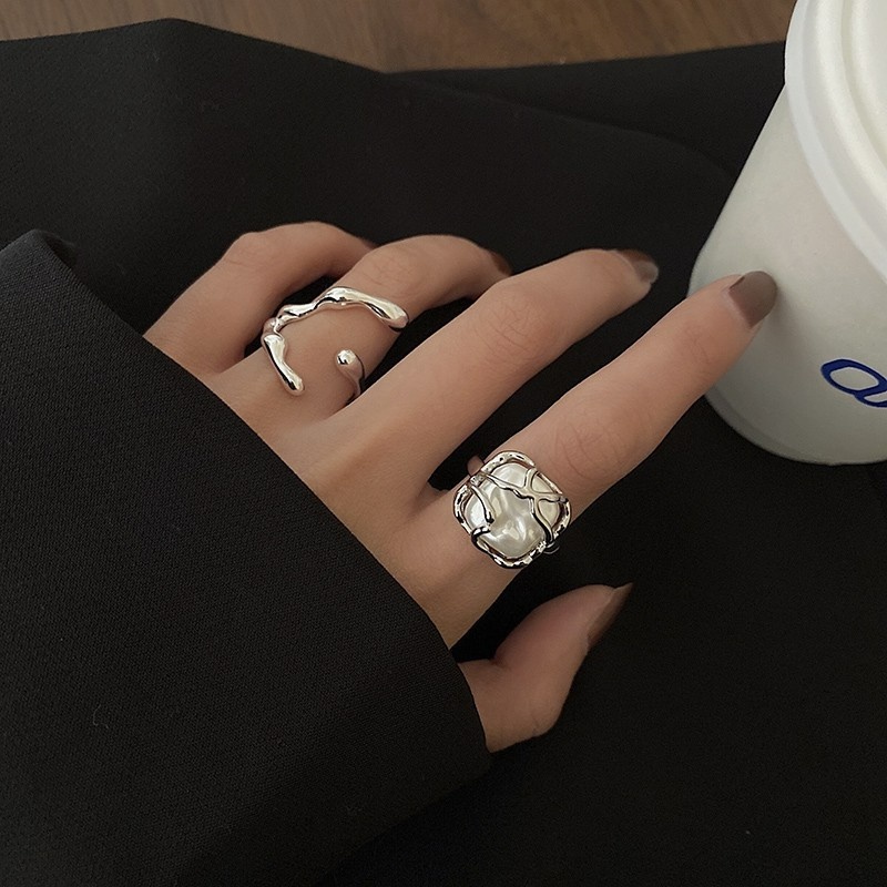 Nhẫn Hở Hai Đầu Đính Ngọc Trai Thiết Kế Đơn Giản Thời Trang