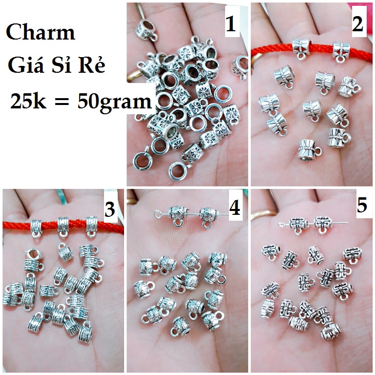 Charm giá sỉ - charm ống xỏ có móc treo : 25k = 50 gram [ Homi Handmade ]