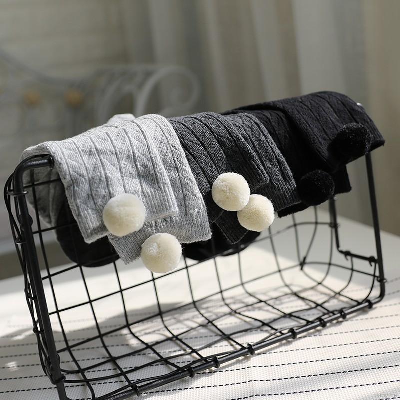 Vớ cotton màu trơn dễ thương mềm mại giữ ấm cho bé gái/bé trai
