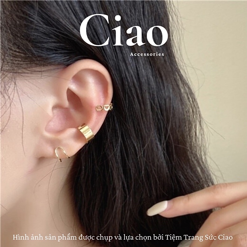 [HOẢ TỐC 1H] Set 3 khuyên vành tai/ kẹp vành tai mạ bạc phong cách mã 17 Ciao accessories