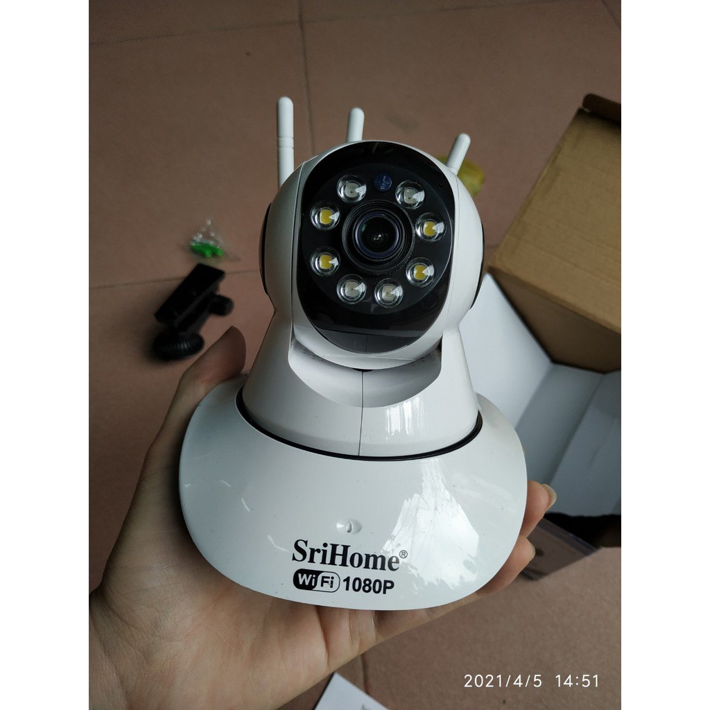 Camera WiFi chống trộm Srihome 3 râu kèm THẺ NHỚ chính hãng class 10 cho camera