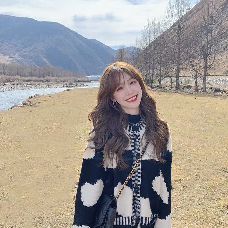 [Spot] Áo len phong cách retro Áo len dệt kim hàn quốc + quần âu nữ phù hợp