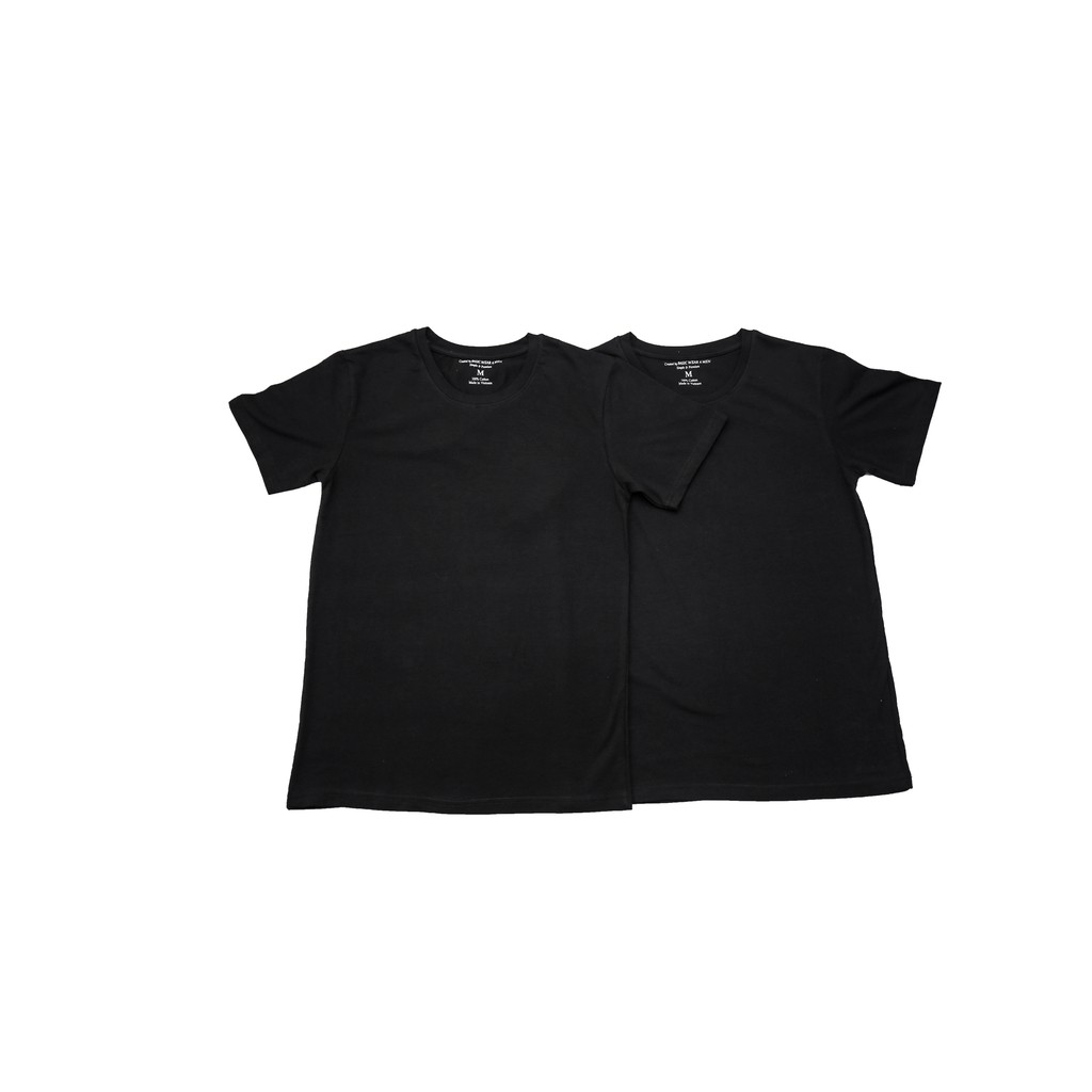 FREESHIP-2 áo thun cổ tròn có tay màu đen 100% COTTON