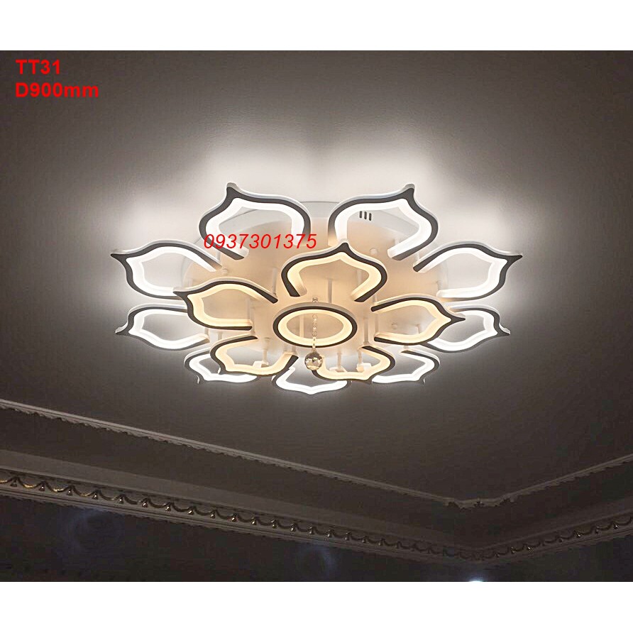 Đèn ốp trần led hiện đại TT31 rộng 90cm ánh sáng 3 chế độ,có điều khiển từ xa