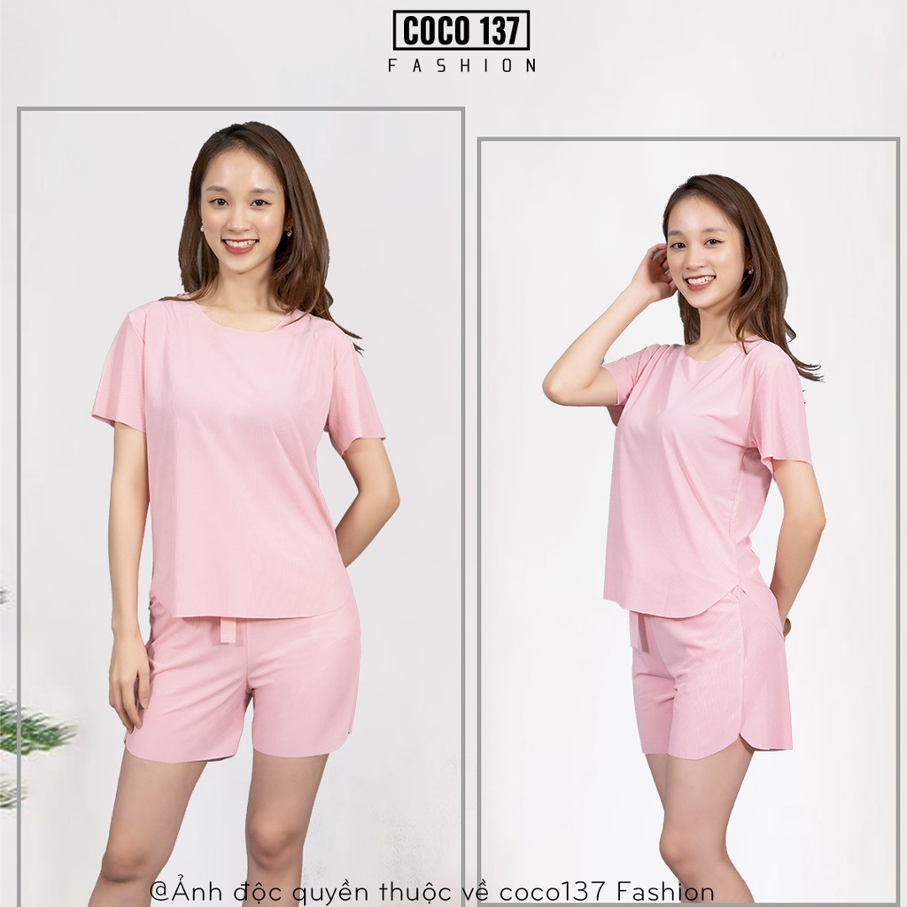 Set đồ bộ nữ pijama đồ mặc nhà đẹp dễ thương giá rẻ thun tăm co giãn không viền COCO 137 - BNN03