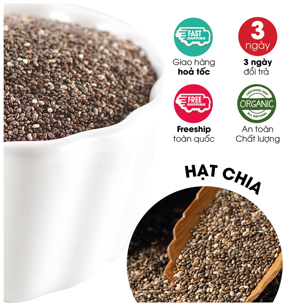 HẠT CHIA SEED TÚI ĐEN giàu chất xơ cho người ăn vặt healthy ăn kiêng lành mạnh ăn chay &amp; mẹ bầu bổ sung chất xơ hiệu quả