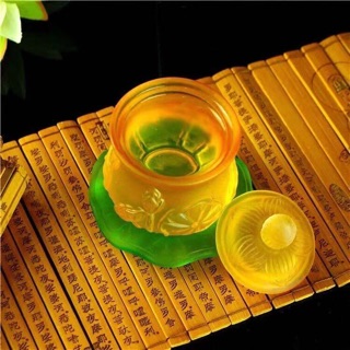 Chén thủy tinh lá đế - Vàng