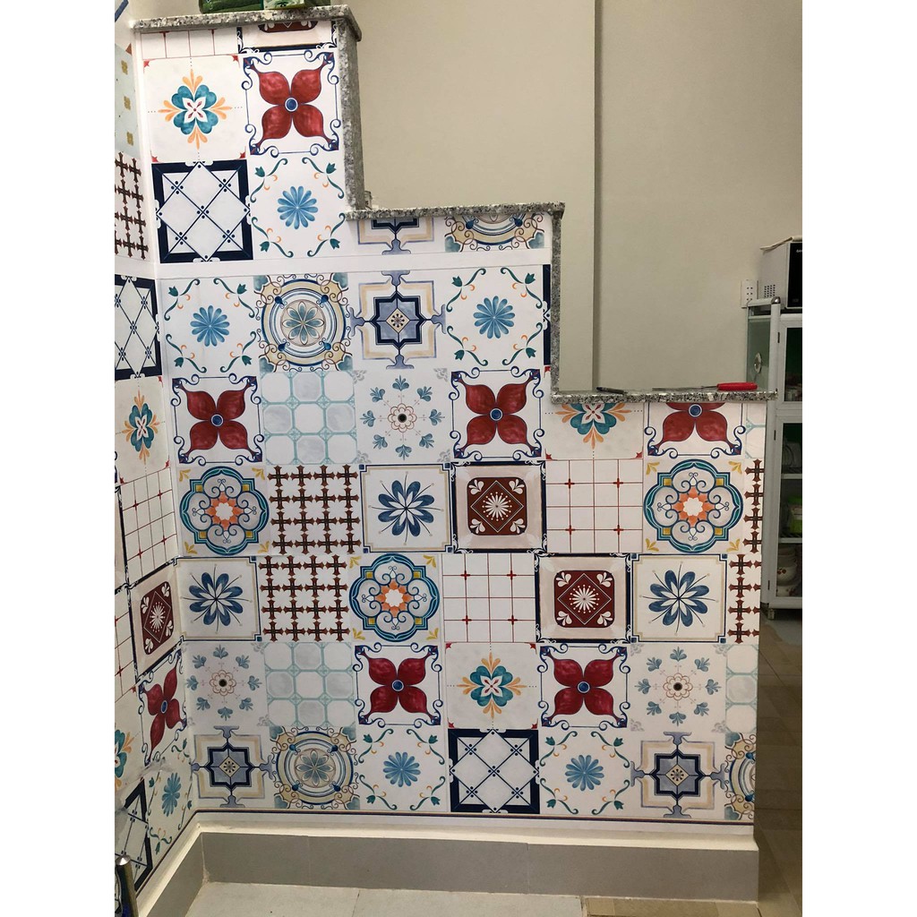 Decal Gạch Bông C102 - Set 30 ô 20x20cm - Decal Dán tường Trang trí - Viet Decor
