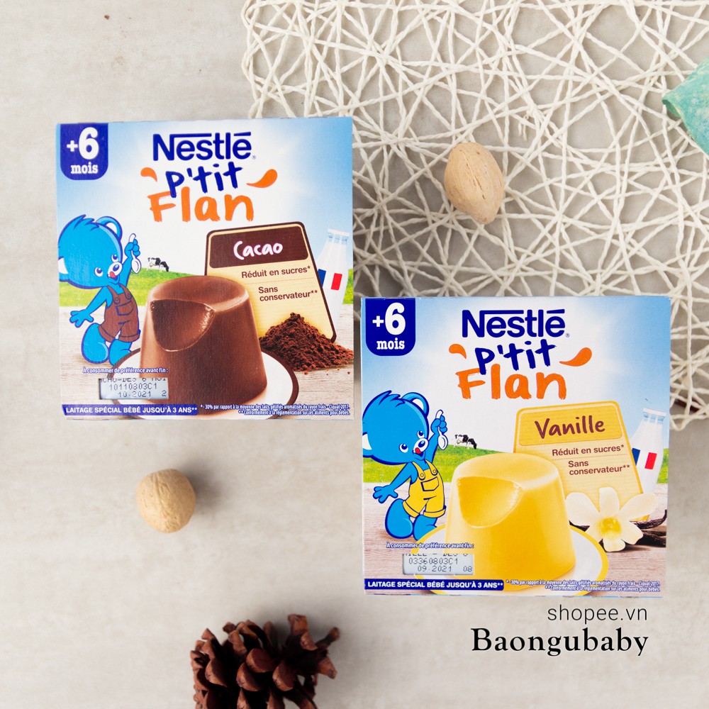 [Đồ ăn dặm cho bé] Bánh flan Nestle cho bé ăn dặm trên 6 tháng, vị vani, chocolate//  Váng sữa Nestle cho bé từ 6th