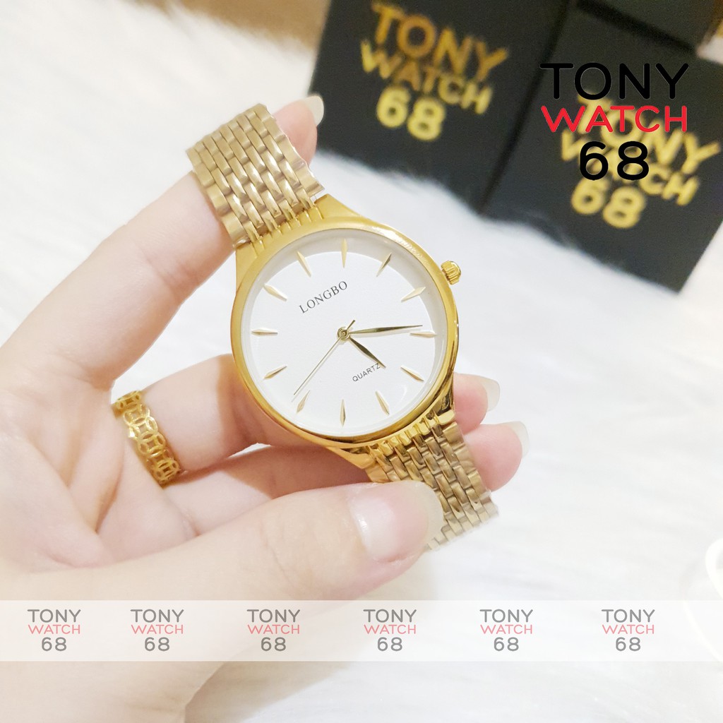 Đồng hồ nam Longbo dây thép vàng đúc đặc khóa thông minh di động chính hãng chống nước Tony Watch 68